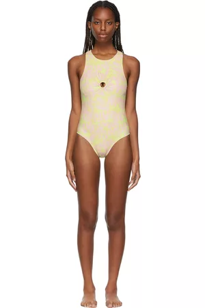 Collina Strada Women Swimsuits - SSENSE Exclusive Yellow Flower Racer Back One-Piece Swimsuit