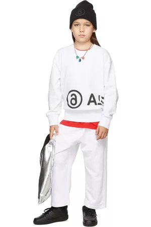 MM6 MAISON MARGIELA Sweatshirts - Kids White Logo Print Sweatshirt
