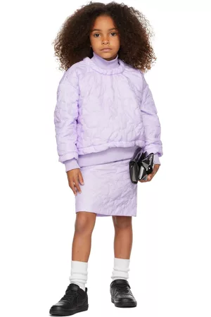 CRLNBSMNS Kids Purple Quilted Bear Sweatshirt