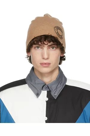 Burberry Men Beanies - Beige Cashmere Logo Beanie