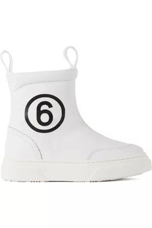 MM6 MAISON MARGIELA Flat Shoes - Kids White Logo Slip-On Boots