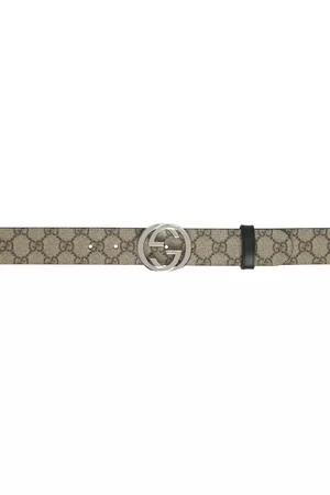 Gucci Men's 4cm Leather-Trimmed Logo-Jacquard Belt