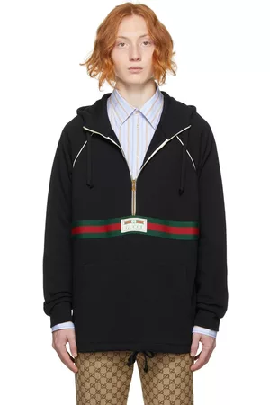Gucci Black French Terry Half-Zip Hoodie