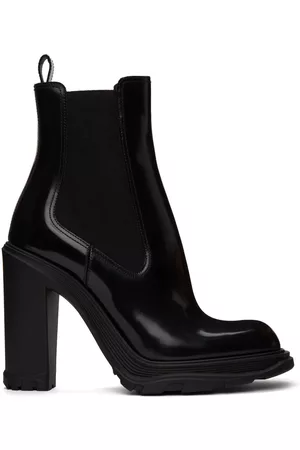 Alexander McQueen Women Heeled Boots - Black Tread Heeled Chelsea Boots