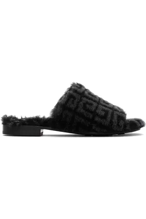 Givenchy Women Slippers - Black Shearling Monogram Slippers