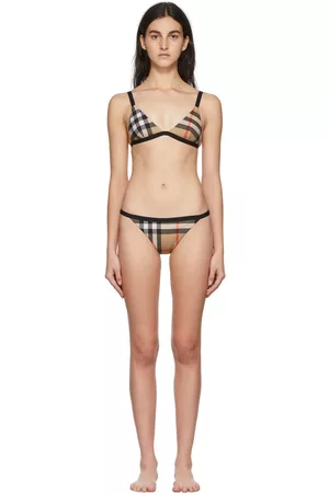 Burberry Beige Vintage Check Triangle Loing Bikini