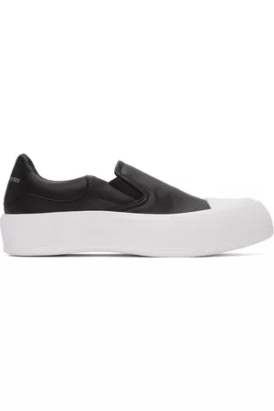 Alexander McQueen Women Casual Shoes - Black & White Plimsoll Slip-On Sneakers