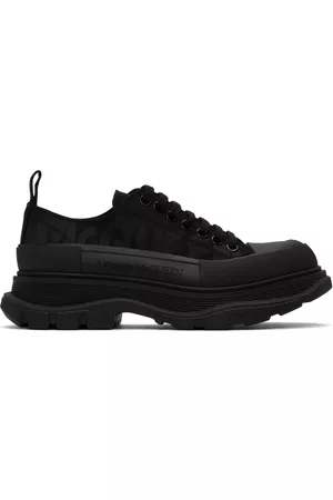 Alexander McQueen Men Canvas Sneakers - Black Tread Slick Low Sneakers