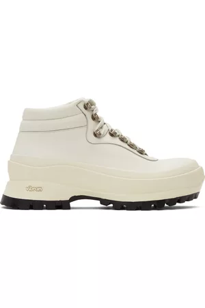Jil Sander Women Outdoor Shoes - SSENSE Exclusive Off-White Leather Hiking Boots