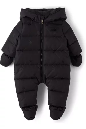 Burberry Ski Suits - Baby Black Down Star Monogram Puffer Snowsuit