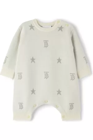 Burberry Baby White Wool Star Monogram Bodysuit