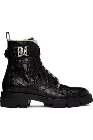 Givenchy Men Boots - Black Terra Shearling-Lined Combat Boots