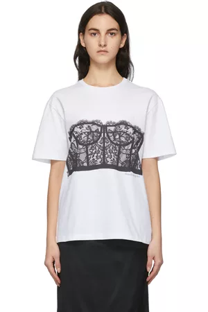 Alexander McQueen Women Corsets - White Bustier Print T-Shirt