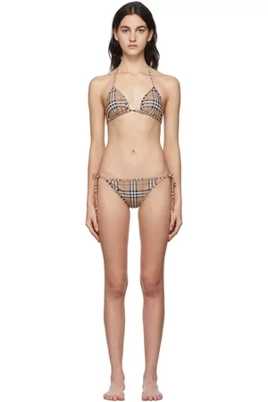 Burberry Beige Vintage Check Triangle Bikini