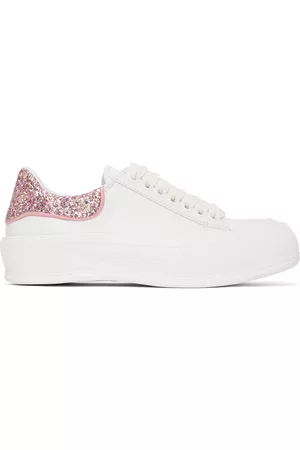 Alexander McQueen Women Casual Shoes - White & Pink Deck Lace-Up Plimsoll Sneakers