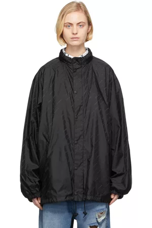 Balenciaga Black Allover Logo Rain Jacket