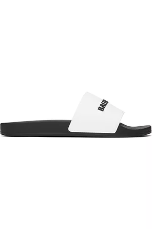 Balenciaga Men Sandals - White & Black Pool Slides