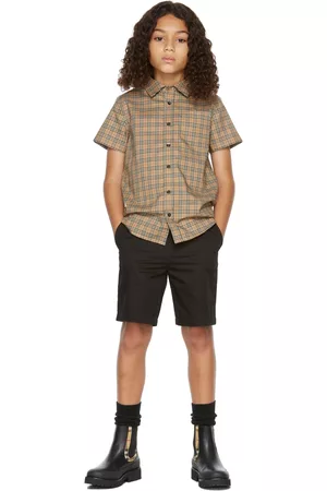 Burberry Kids Beige Mini Check Short Sleeve Shirt