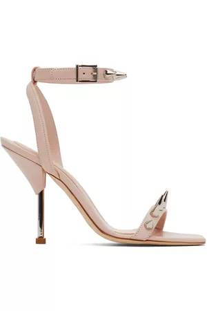 Alexander McQueen Women Heeled Sandals - Pink & Silver Studded Heeled Sandals