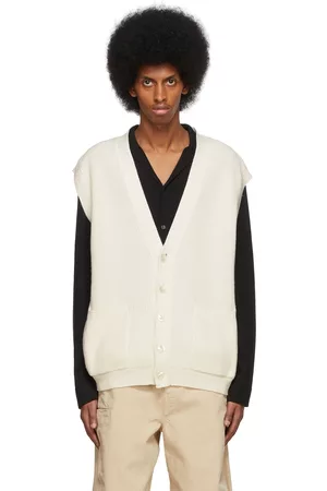 Agnona Men Tank Tops - Off-White Vest Cardigan