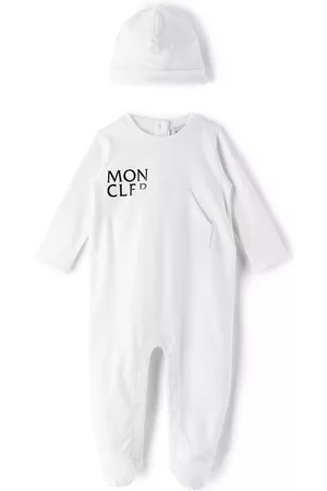 Moncler Baby White Jumpsuit & Beanie Set
