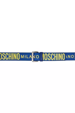 Moschino Men Belts - Blue & Yellow Fantasy Print Belt