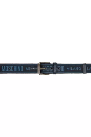 Moschino Men Belts - Black & Blue Fantasy Print Belt