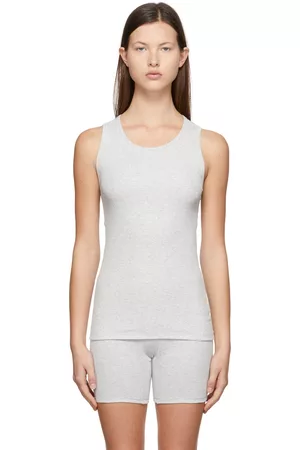 Ribbed cotton-blend jersey tank - Soot