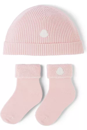 Moncler Baby Pink Beanie & Socks Set