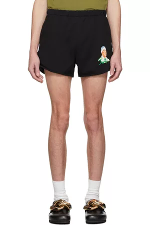 J.W.Anderson Men Sports Shorts - Black Rugby Face Running Shorts