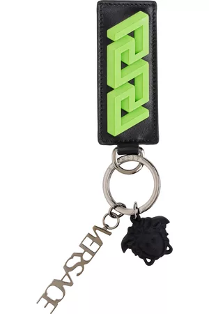 VERSACE Men Keychains - Black & Green 'La Greca' Keychain