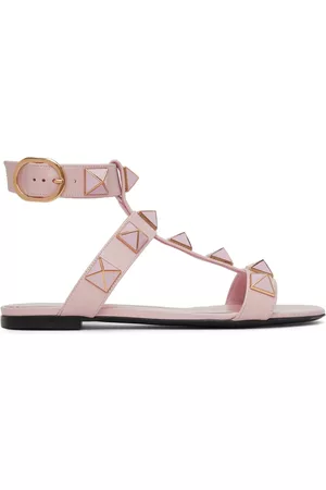 VALENTINO GARAVANI Women Flat Sandals - Pink Roman Stud Flat Sandals