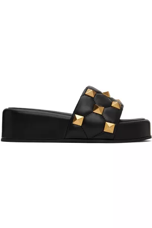 VALENTINO GARAVANI Women Slide Sandals - Black Roman Stud Slide Sandals