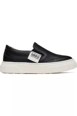 MM6 MAISON MARGIELA Flat Shoes - Kids Black Logo Slip-On Sneakers