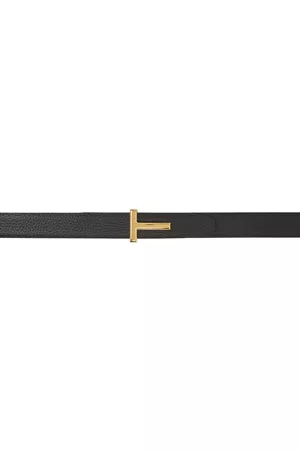 Tom Ford Women Belts - Black Reversible T-Logo Belt