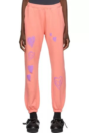 Kids Worldwide Women Sweats - SSENSE Exclusive Pink & Purple All Over Heart Print Lounge Pants