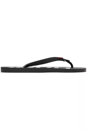 HUGO BOSS Men Flip Flops - Black On Fire Thong Flip Flops