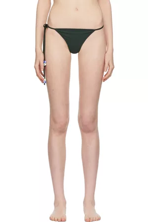softandwet Women Thong Bikinis - SSENSE Exclusive Green Beaded Thong Bikini Bottoms