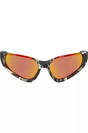 Balenciaga Grey Exaggerated Sport Goggle Sunglasses
