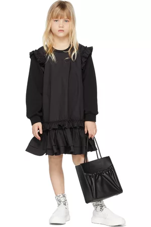 MM6 Maison Margiela Long sleeves - Kids Black Ruffle Long Sleeve Dress