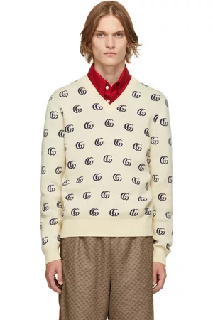 Gucci Off-White & Blue Jacquard GG Sweater