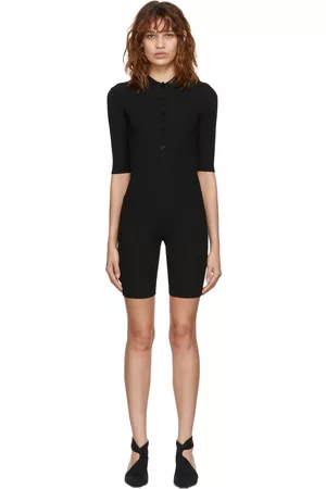 ANDREADAMO Women Playsuits & Rompers - Black Ribbed Playsuit
