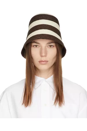 Max Mara Women Hats - Brown & Beige Striped Orma Beach Hat