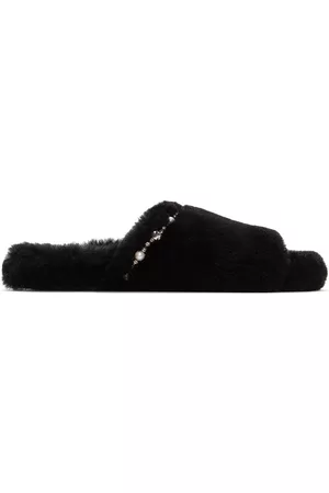 Jimmy Choo Women Slippers - Black Acinda Flat Slippers