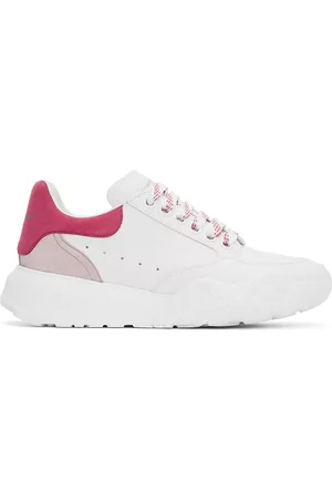 Alexander McQueen Women Sneakers - White & Pink Court Trainer Sneakers