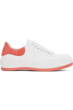 Alexander McQueen Women Casual Shoes - White & Pink Plimsoll Sneakers