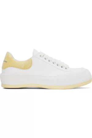 Alexander McQueen Women Casual Shoes - White & Yellow Plimsoll Sneakers