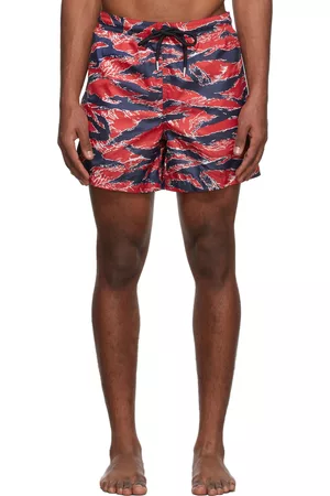 Moncler Men Swim Shorts - Red Tiger Stripe Swim Shorts