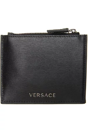 VERSACE Men Wallets - Black 'V' Card Holder