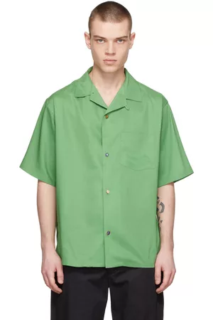 4SDESIGNS Men Short sleeved Shirts - Green Rayon Short Sleeve Shirt